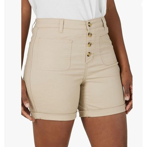 Lee Relaxed Fit High Rise Shorts Womens 16 M Button Fly Everyday Wear New - Picture 1 of 11